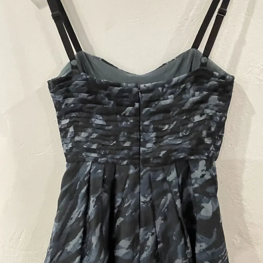 BCBGMaxAzria Silk Camo Mini Dress with Pockets Size XXS Blue Tulle Fit and Flare
